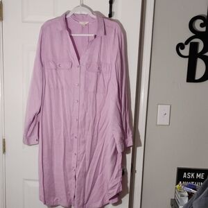 Terra & Sky Light Purple Button Up Shirt‎ Dress